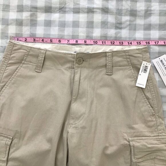 NWT Beige Cargo Old Navy cargo men shorts safari soft cotton spandex elastane 31 - Picture 5 of 9